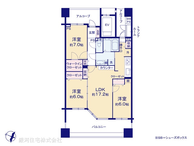 G00391399 千葉県鎌ヶ谷市東道野辺３丁目 中古マンション 2598万円【間取図】