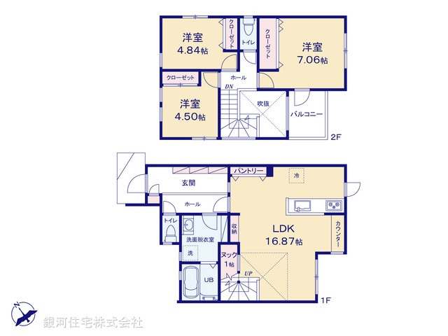 G00391525 千葉県八千代市八千代台北１３丁目 新築一戸建て 3480万円【間取図】