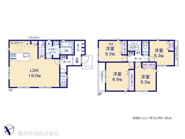 G00391791 神奈川県茅ヶ崎市松が丘２丁目 新築一戸建て 4990万円【間取図】