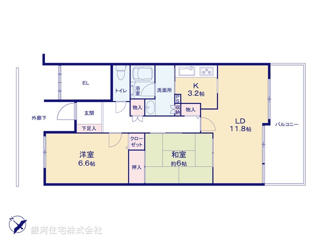 G00391882 神奈川県川崎市宮前区南野川２丁目 中古マンション 2380万円【間取図】