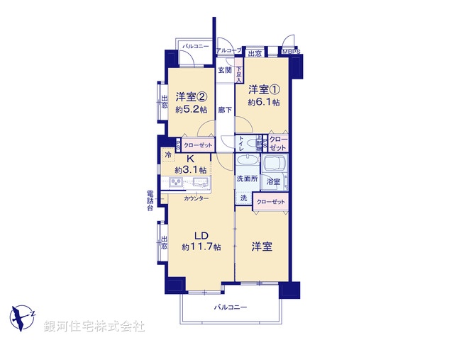 G00392121 埼玉県三郷市早稲田５丁目 中古マンション 2480万円【間取図】