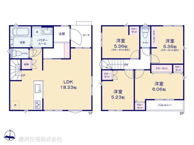 G00392334 埼玉県戸田市上戸田１丁目 新築一戸建て 5599万円【間取図】