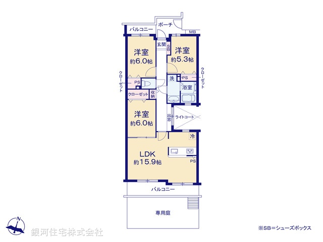 G00392362 千葉県柏市東中新宿２丁目 中古マンション 2398万円【間取図】