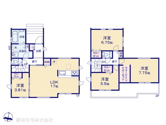 G00392368 埼玉県越谷市伊原２丁目 新築一戸建て 3780万円【間取図】