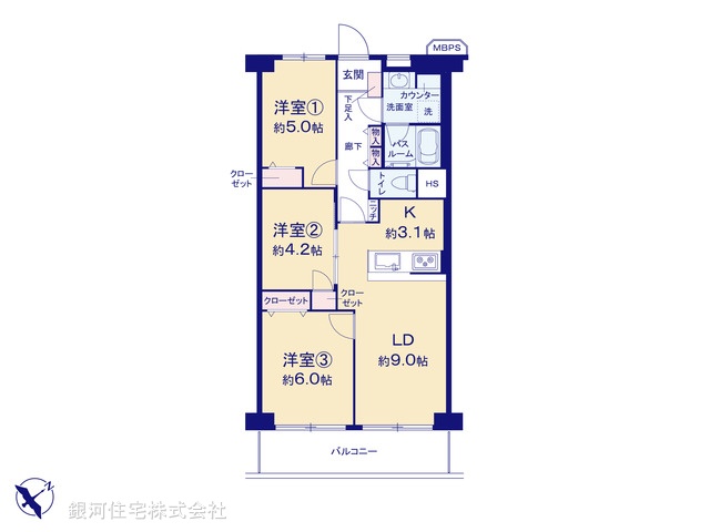 G00392424 神奈川県横浜市鶴見区下野谷町１丁目 中古マンション 3790万円【間取図】