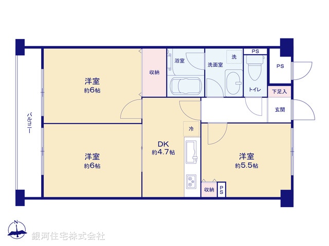 G00392508 神奈川県川崎市宮前区宮崎２丁目 中古マンション 4280万円【間取図】