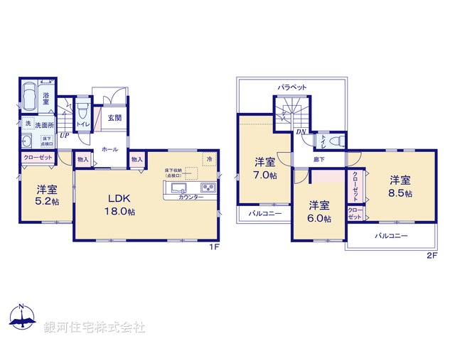 G00392629 千葉県松戸市六実２丁目 新築一戸建て 4480万円【間取図】