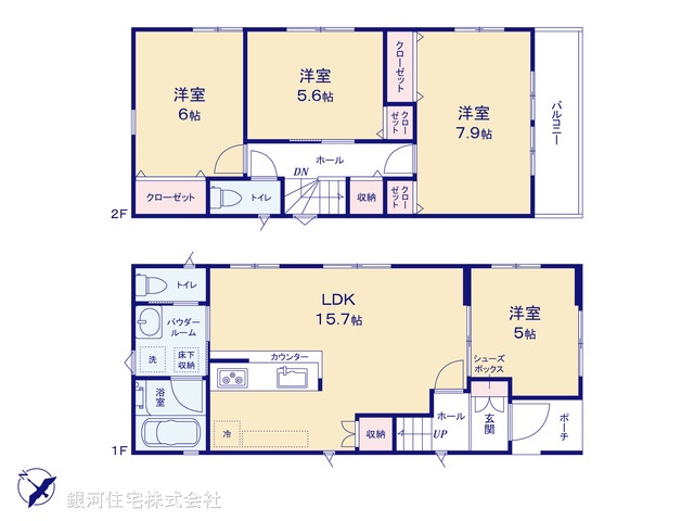 G00392719 埼玉県川口市南鳩ヶ谷２丁目 新築一戸建て 5180万円【間取図】