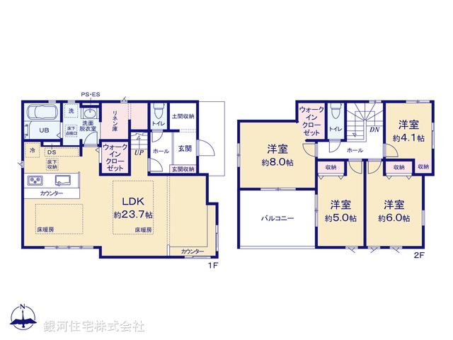 G00392765 埼玉県草加市西町 新築一戸建て 5799万円【間取図】