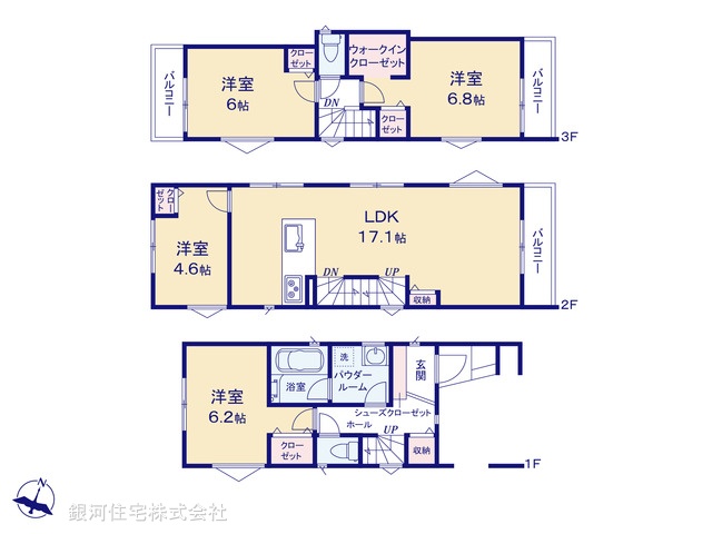 G00392895 神奈川県横浜市西区西戸部町２丁目 新築一戸建て 4180万円【間取図】