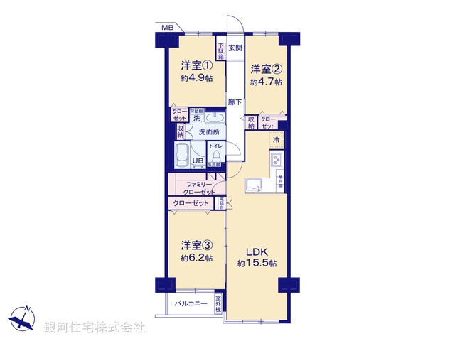 G00392934 埼玉県越谷市瓦曽根２丁目 中古マンション 2780万円【間取図】