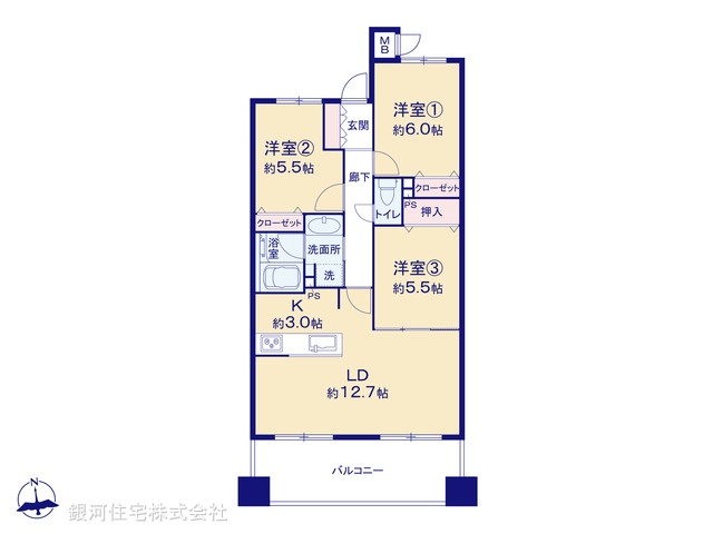 G00392963 神奈川県川崎市川崎区藤崎４丁目 中古マンション 4480万円【間取図】