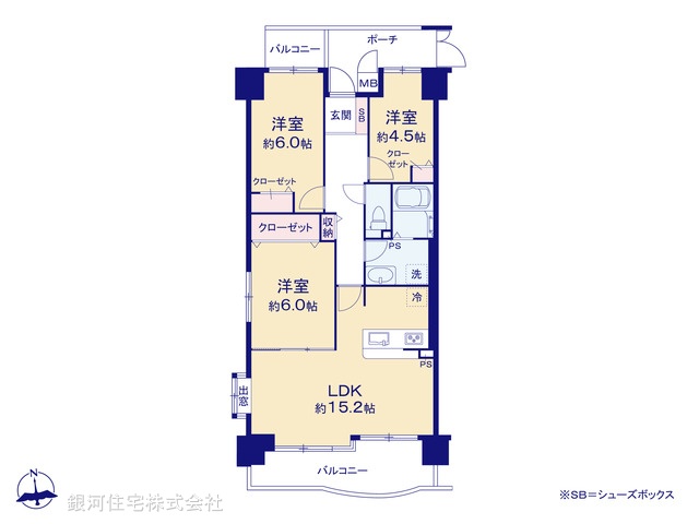 G00393051 埼玉県三郷市早稲田７丁目 中古マンション 2298万円【間取図】