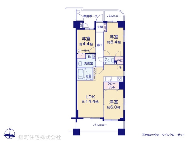 G00393055 神奈川県横浜市神奈川区大口通 中古マンション 6599万円【間取図】