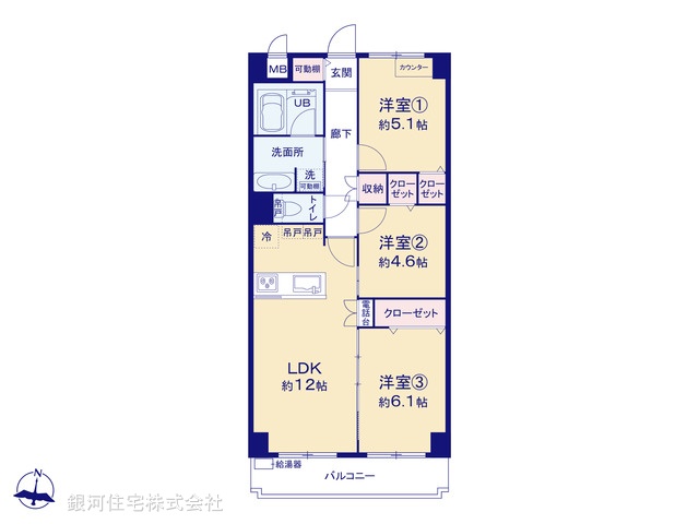 G00393184 神奈川県横浜市西区境之谷 中古マンション 3990万円【間取図】