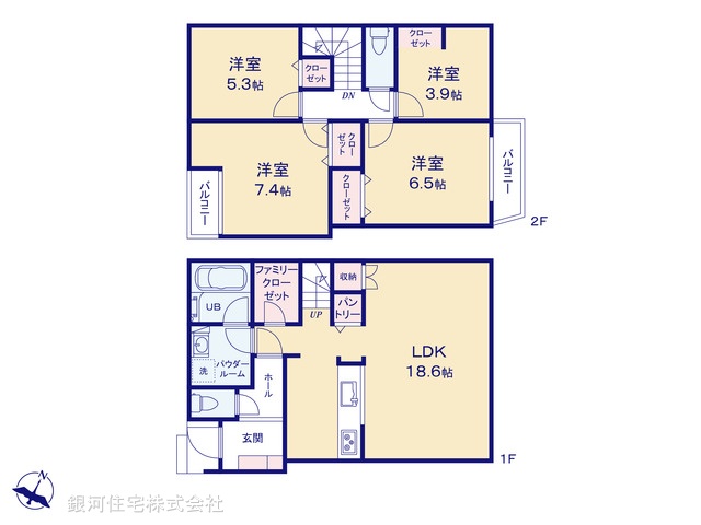 G00393531 神奈川県横浜市戸塚区平戸４丁目 新築一戸建て 6180万円【間取図】