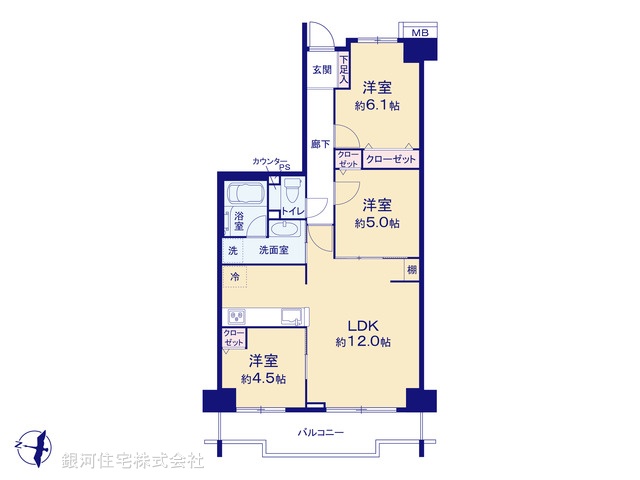 G00393593 神奈川県横浜市戸塚区下倉田町 中古マンション 3499万円【間取図】
