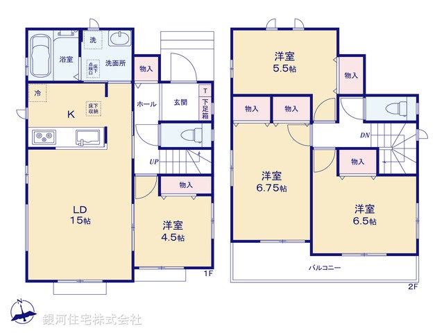G00393619 神奈川県横浜市泉区中田東２丁目 新築一戸建て 5690万円【間取図】