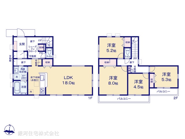 G00393860 神奈川県横浜市瀬谷区東野 新築一戸建て 7180万円【間取図】