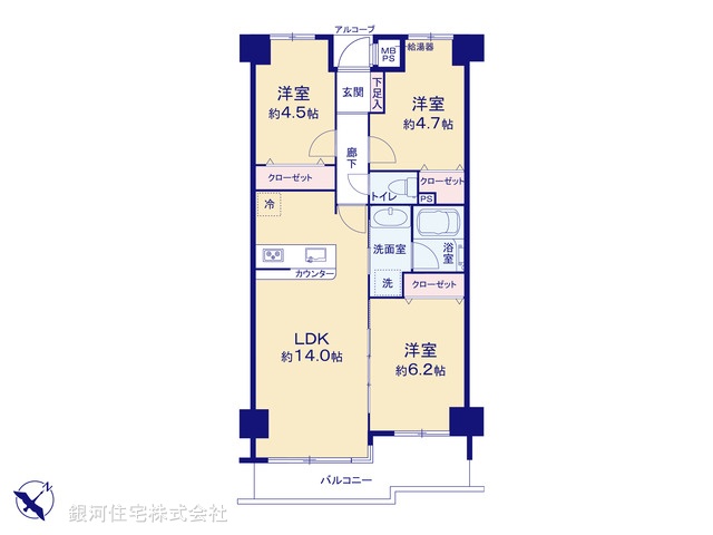 G00393874 千葉県市川市関ヶ島 中古マンション 4499万円【間取図】