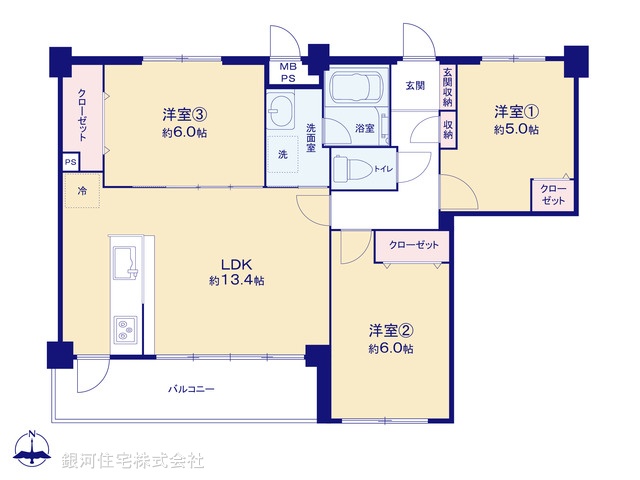G00394125 神奈川県海老名市大谷北１丁目 中古マンション 2990万円【間取図】