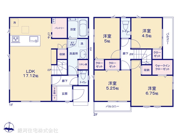 G00394147 神奈川県相模原市中央区淵野辺本町１丁目 新築一戸建て 4580万円【間取図】