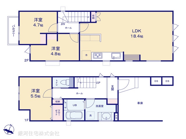 G00394170 神奈川県横浜市金沢区六浦３丁目 新築一戸建て 4580万円【間取図】