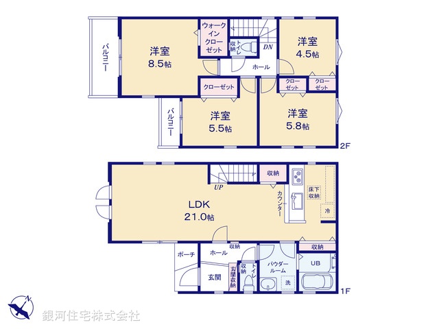 G00394340 神奈川県相模原市中央区共和３丁目 新築一戸建て 5899万円【間取図】