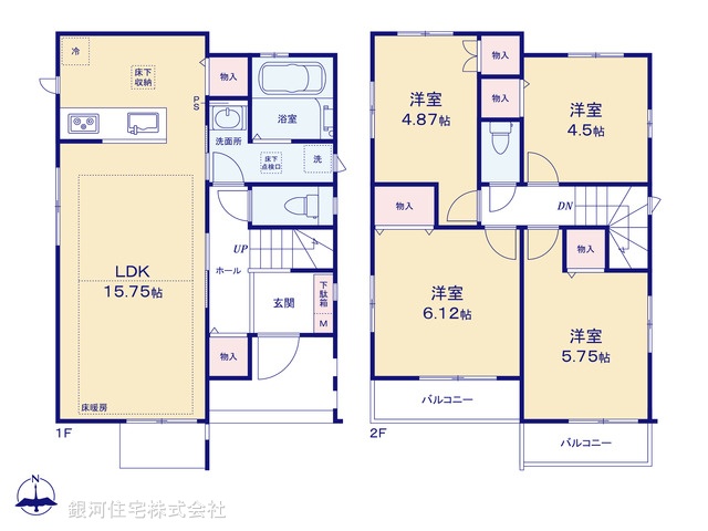 G00394406 東京都江戸川区一之江７丁目 新築一戸建て 7690万円【間取図】