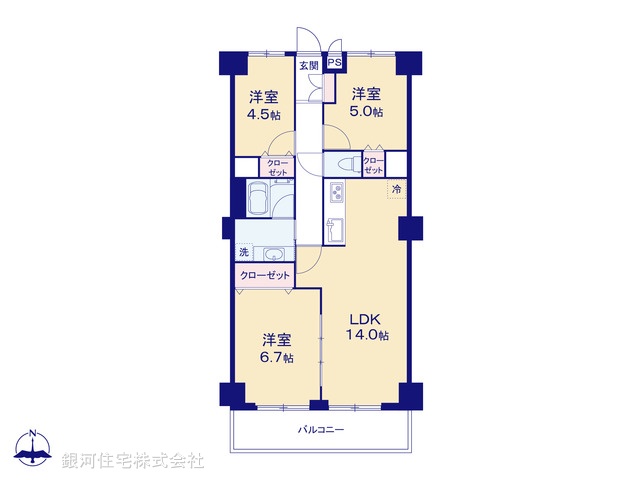 G00394449 埼玉県草加市北谷１丁目 中古マンション 2199万円【間取図】