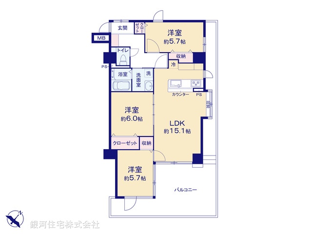 G00394450 千葉県松戸市胡録台 中古マンション 2398万円【間取図】