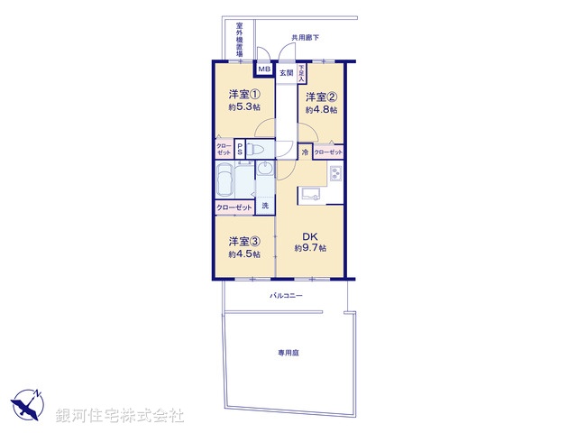 G00394466 神奈川県川崎市多摩区栗谷３丁目 中古マンション 3090万円【間取図】
