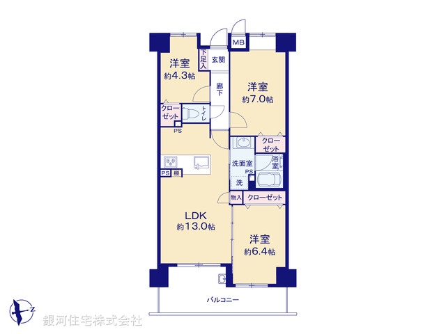 G00394600 東京都足立区綾瀬１丁目 中古マンション 6299万円【間取図】