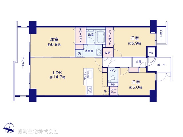 G00394649 神奈川県横浜市神奈川区白幡南町 中古マンション 3780万円【間取図】