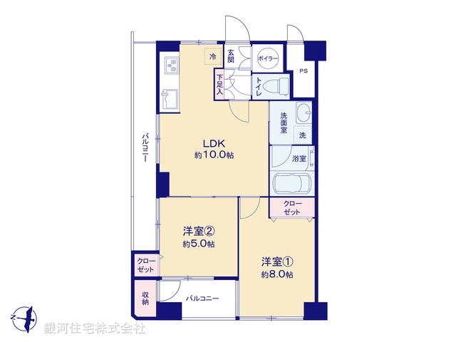G00394765 東京都文京区千駄木１丁目 中古マンション 5980万円【間取図】