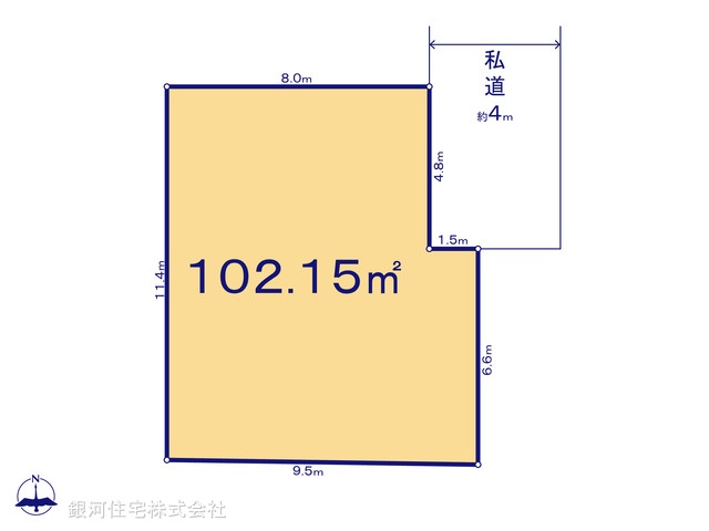 G00395074 埼玉県さいたま市北区日進町２丁目 土地 3090万円【区画図】