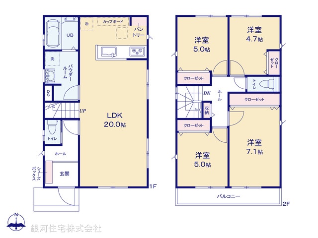 G00395118 神奈川県横浜市青葉区荏田西３丁目 新築一戸建て 7890万円【間取図】