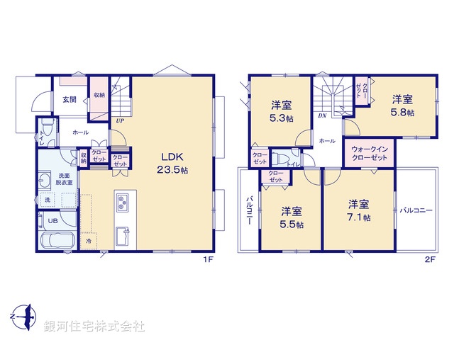 G00395275 神奈川県横浜市港北区篠原東２丁目 新築一戸建て 6080万円【間取図】
