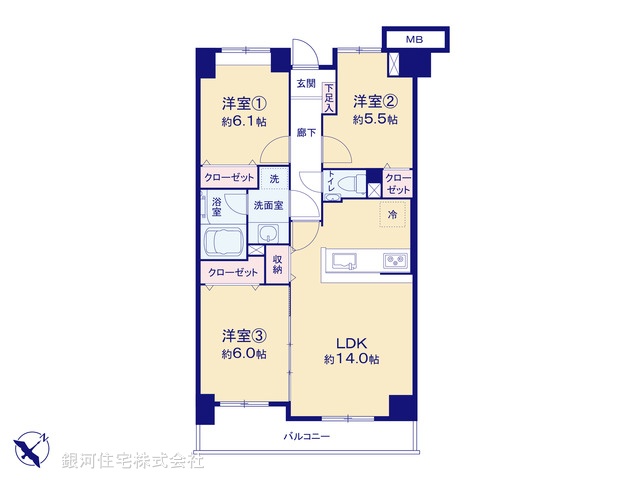 G00395353 神奈川県茅ヶ崎市今宿 中古マンション 2699万円【間取図】