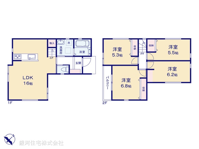 G00395371 千葉県鎌ヶ谷市東道野辺３丁目 新築一戸建て 2880万円【間取図】