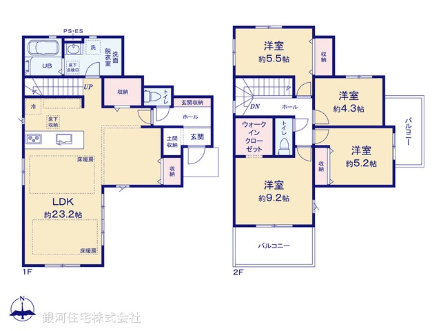 G00395411 埼玉県越谷市西方２丁目 新築一戸建て 6849万円【間取図】