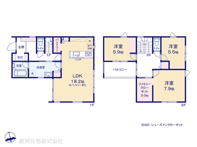 G00395575 千葉県船橋市坪井東１丁目 新築一戸建て 5880万円【間取図】