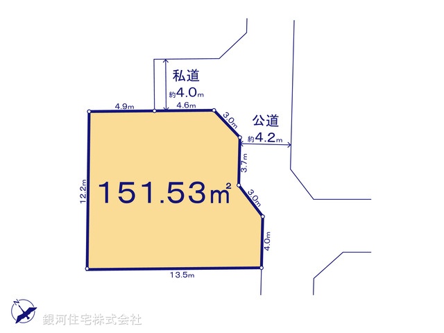 G00395663 神奈川県藤沢市鵠沼松が岡４丁目 土地(建築条件付土地) 7530万円【区画図】