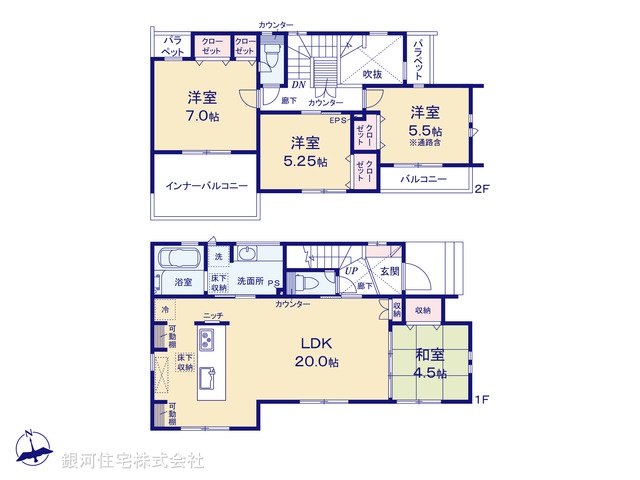 G00395666 東京都小金井市貫井南町４丁目 新築一戸建て 7480万円【間取図】