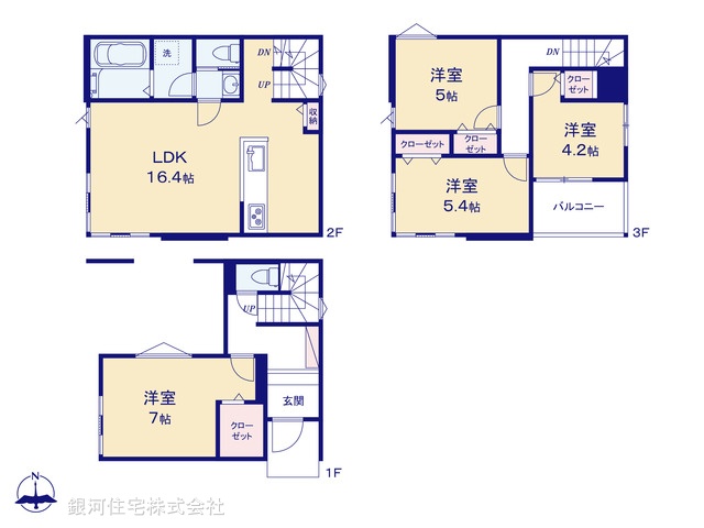 G00395735 埼玉県川口市南鳩ヶ谷７丁目 新築一戸建て 4580万円【間取図】