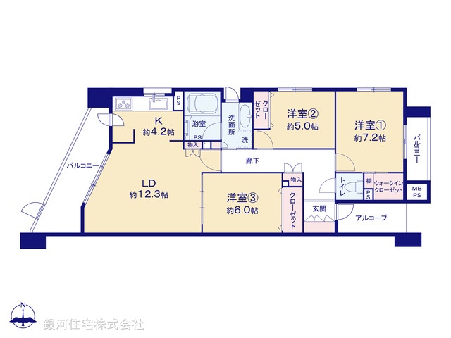 G00395781 神奈川県横浜市戸塚区品濃町 中古マンション 6480万円【間取図】