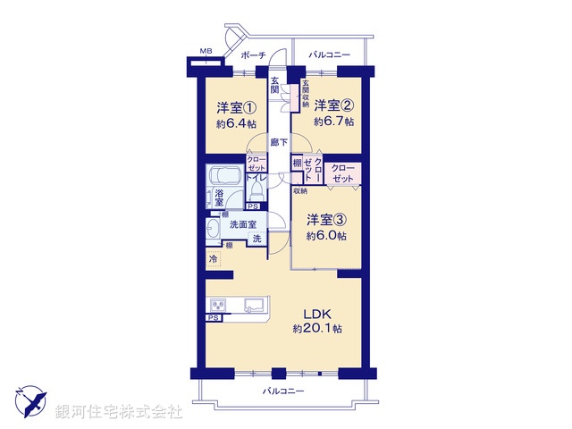 G00395847 神奈川県茅ヶ崎市今宿 中古マンション 2599万円【間取図】