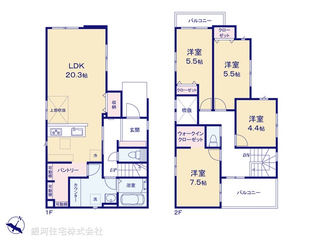 G00395903 埼玉県越谷市大字恩間 新築一戸建て 4848万円【間取図】