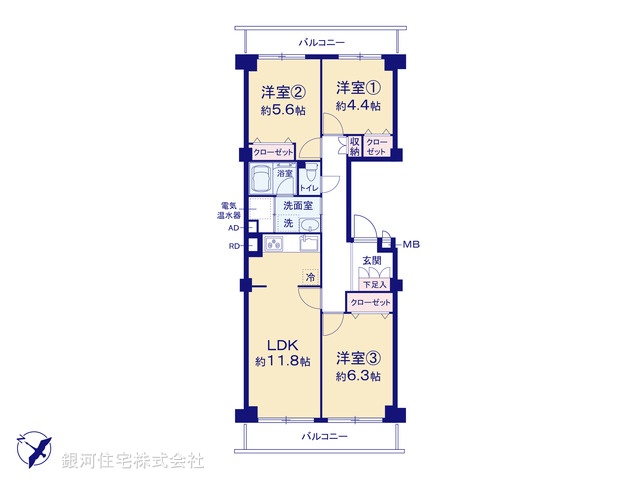 G00396009 埼玉県さいたま市大宮区北袋町１丁目 中古マンション 3899万円【間取図】
