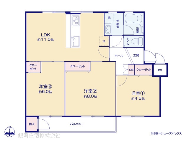 G00396033 神奈川県横浜市戸塚区戸塚町 中古マンション 1380万円【間取図】